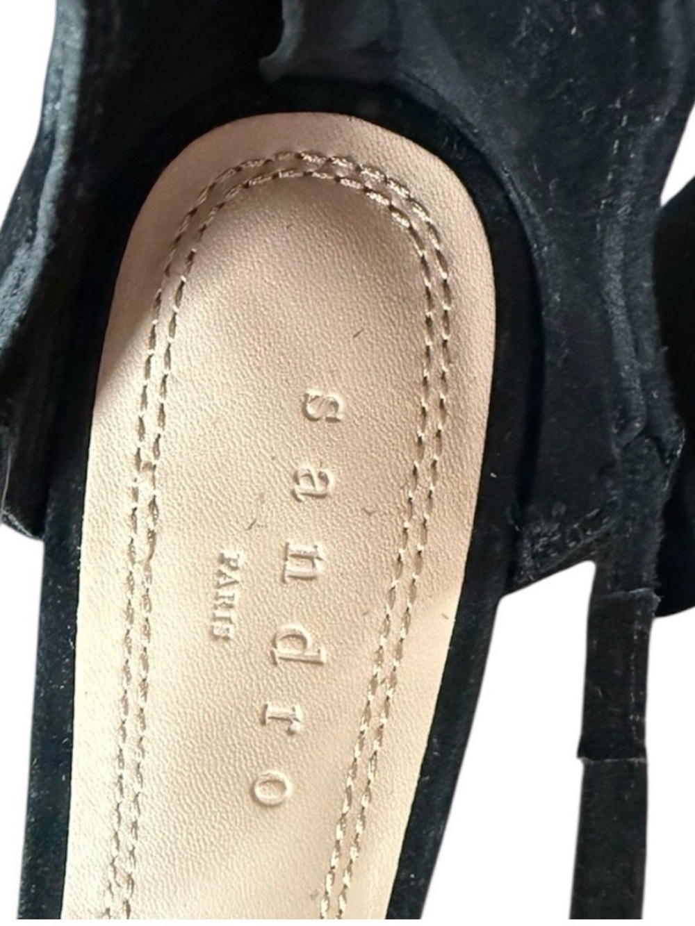 Sandro Paris Black Suede Strappy Block Heel Sandals Back Zip EU37 - Picture 7 of 9